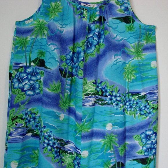Vintage 70s 80s Hawaiian Maxi Dress Muumuu Floral Tropical Hilo Hattie One Size - Picture 6 of 13